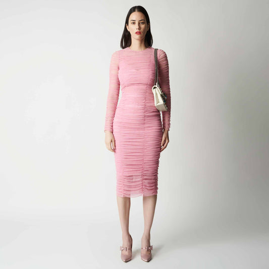 Vestido de tul y seda rosado Dolce & Gabbana